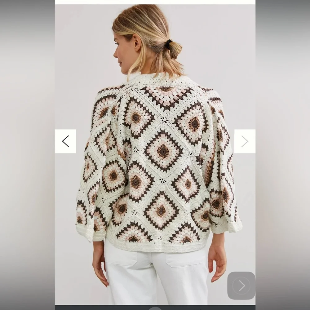 NWT Anthropologie amber crochet cardigan oversized - Picture 2 of 14
